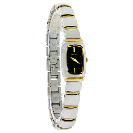 Seiko SUJE22 Women's Black Dial Two Tone Yellow Gold Steel Bracelet Watch ,