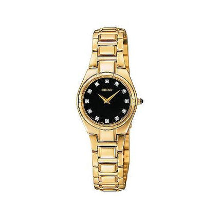 Seiko SUJE26 Women's Diamond Yellow Gold Plated Bracelet Watch ,