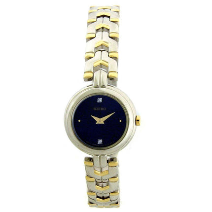 Seiko SUJF43 Women's Dress Blue Dial Two Tone Yellow Gold Steel Bracelet Diamond Watch ,