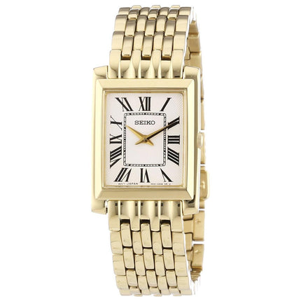 Seiko SUJG22P1 Women's Classic White Dial Gold Plated Steel Watch ,