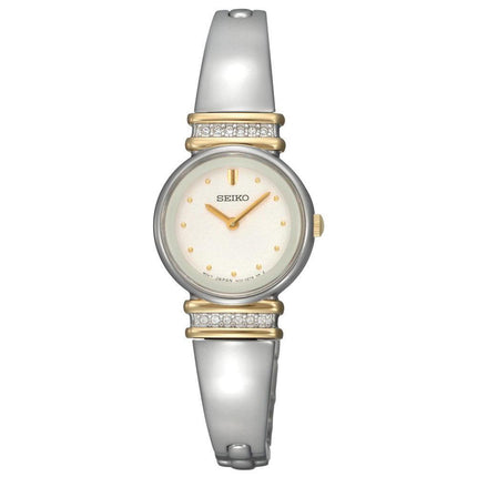 Seiko SUJG32 Women's Crystal Accents Stainless Steel Bangle White Dial Watch ,