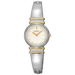 Seiko SUJG32 Women's Crystal Accents Stainless Steel Bangle White Dial Watch