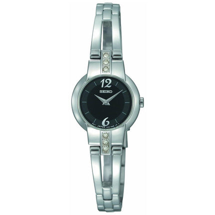 Seiko SUJG43 Women's Dress Crystal Accented Black Dial Steel Bracelet Watch ,