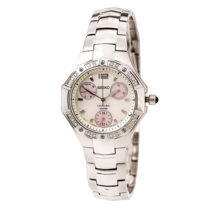 Seiko SUK011 Women's Coutura Diamond White MOP Dial Stainless Steel Bracelet Watch ,