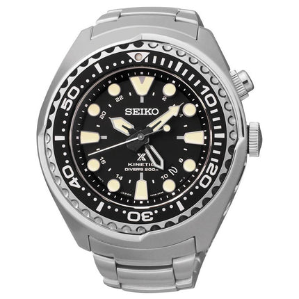 Seiko SUN019 Men's X Prospex Black Dial Stainless Steel GMT Diver Kinetic Watch ,