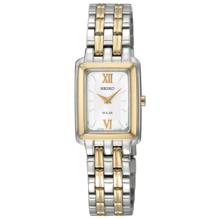 Seiko SUP010 Women's Solar Silver Square Dial Two Tone Bracelet Watch ,