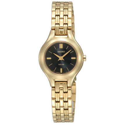 Seiko SUP014 Women's Solar Black Dial Gold Tone Stainless Steel Bracelet Watch ,