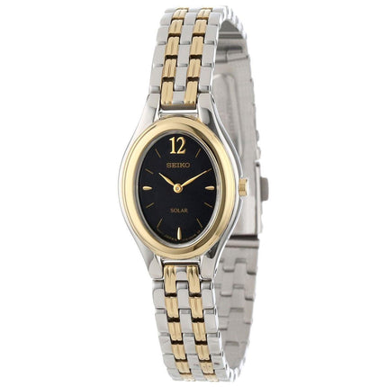Seiko SUP016 Women's Solar Black Dial Two Tone Steel Power Reserve Watch ,