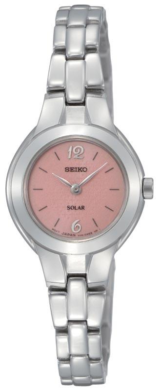 Seiko SUP025 Women's Pink Dial Stainless Steel Solar Powered Watch ,