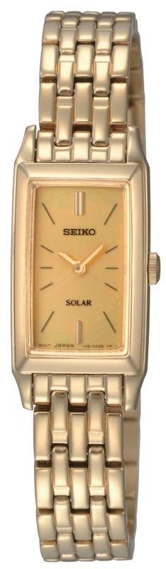 Seiko SUP030 Women's Gold Tone Solar Powered White Dial Watch ,