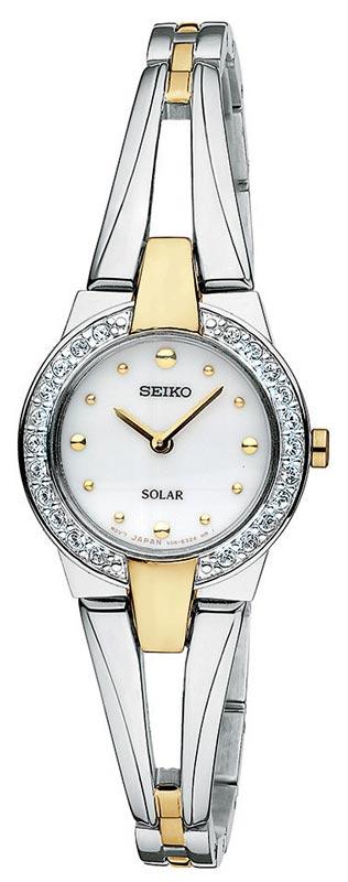 Seiko SUP052 Women's Two Tone Solar Powered White Dial Watch ,