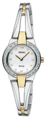 Seiko SUP052 Women's Two Tone Solar Powered White Dial Watch
