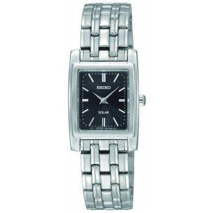 Seiko SUP061 Women's Solar Black Dial Stainless Steel Bracelet Watch ,