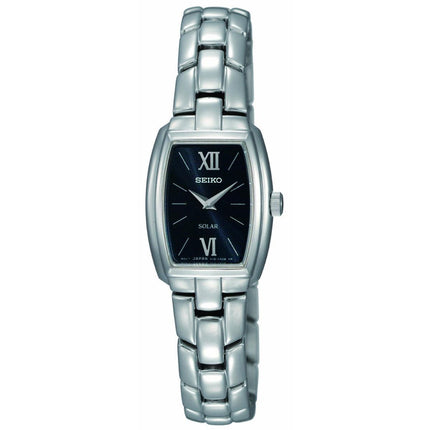 Seiko SUP069 Women's Solar Power Black Dial Stainless Steel Bracelet Watch ,