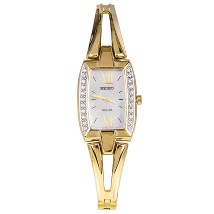 Seiko SUP086 Women's Tressia Solar Mother of Pearl Dial Gold Tone Steel Power Reserve Watch ,