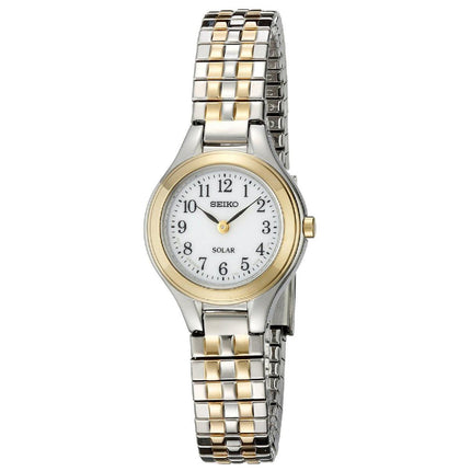 Seiko SUP100 Women's Core Solar White Dial Two Tone Steel Power Reserve Watch ,