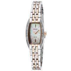Seiko SUP154 Women's Dress Solar MOP Dial Two Tone Steel Bracelet Watch