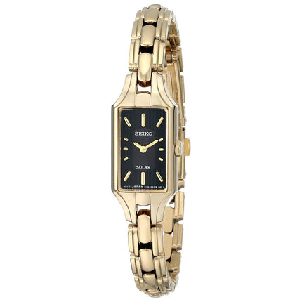 Seiko SUP166 Women's Core Solar Black Dial Yellow Gold Steel Classic Dress Watch ,