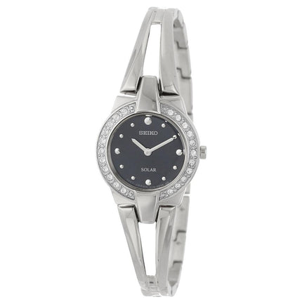 Seiko SUP205 Women's Tressia Solar Black Dial Stainless Steel Quartz Watch ,