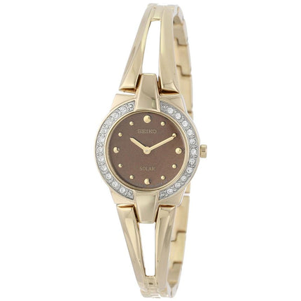 Seiko SUP208 Women's Tressia Solar Brown Dial Gold Plated Steel Quartz Watch ,