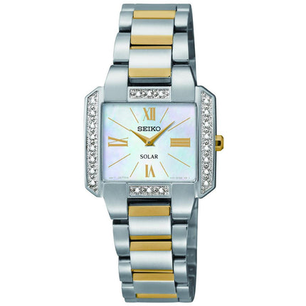 Seiko SUP239 Women's Classic Tressia Solar MOP Dial Two Tone Steel Bracelet Diamond Watch ,