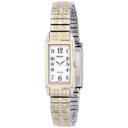 Seiko SUP242 Women's Solar White Dial Two Tone Steel Expansion Bracelet Watch ,