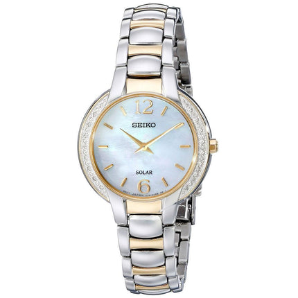 Seiko SUP254 Women's Core Solar Classic MOP Dial Two Tone Steel Diamond Watch ,