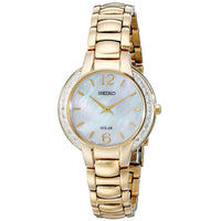 Seiko SUP258 Women's Core Solar Classic MOP Dial Yellow Gold Steel Diamond Watch ,