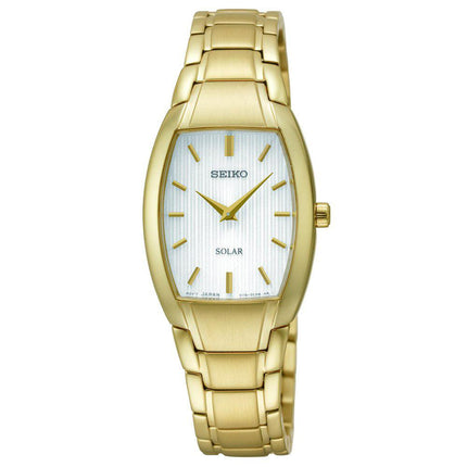 Seiko SUP262 Women's Solar White Dial Yellow Gold Steel Bracelet Watch ,
