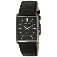 Seiko SUP881 Men's Solar Core Black Dial Black IP Steel Black Leather Strap Quartz Watch ,