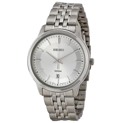 Seiko SUR027 Men's Classic Quartz Silver Tone Dial Stainless Steel Watch ,