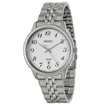 Seiko SUR041 Men's Easy Reader White Dial Stainless Steel Bracelet Watch ,