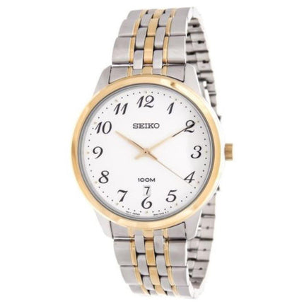 Seiko SUR042 Men's Easy Reader White Dial Two Tone Steel Quartz Watch ,