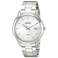 Seiko SUR047 Men's Dress Silver Tone Dial Stainless Steel Watch