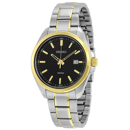 Seiko SUR072 Men's Dress Black Dial Quartz Two Tone Steel Bracelet Watch ,