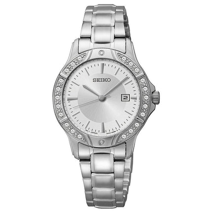 Seiko SUR853 Women's Crystal Silver Dial Stainless Steel Watch ,