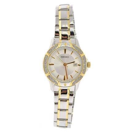 Seiko SUR876 Women's Silver Dial Two Tone Steel Bracelet Swarovski Crystal Watch ,