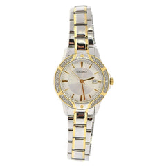 Seiko SUR876 Women's Silver Dial Two Tone Steel Bracelet Swarovski Crystal Watch