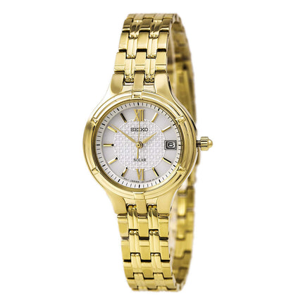 Seiko SUT018 Women's Gold Tone Silver Dial Solar Powered Watch ,