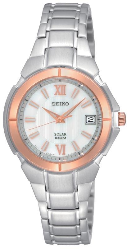 Seiko SUT026 Women's Quartz Rose Gold Stainless Silver Dial Watch ,