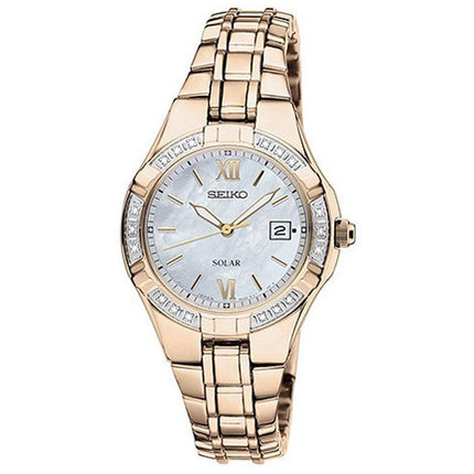 Seiko SUT070 Women's Solar MOP Dial Gold Plated Steel Watch ,