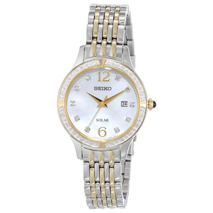 Seiko SUT092 Women's Core Solar MOP Dial Two Tone Steel Diamond Watch ,