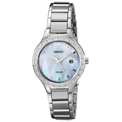 Seiko SUT135 Women's Dress Solar MOP Dial Steel Bracelet Diamond Watch