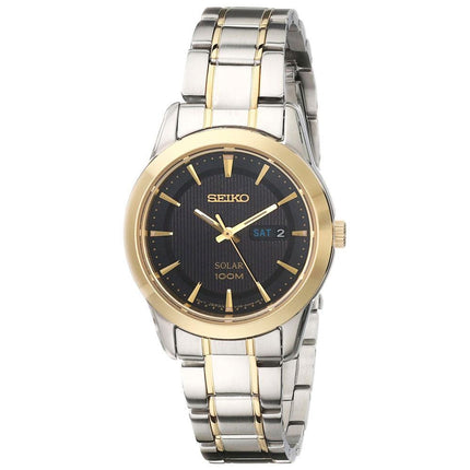 Seiko SUT166 Women's Solar Black Dial Two Tone Steel Bracelet Watch ,