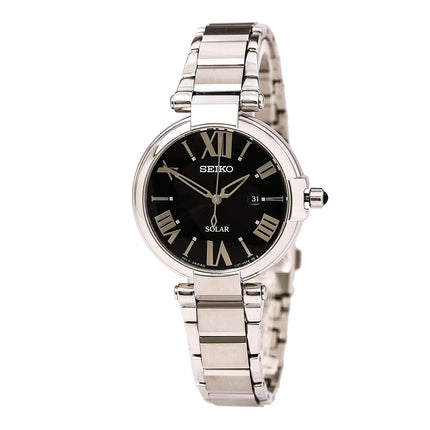 Seiko SUT173 Women's RECRAFT Solar Black Dial Stainless Steel Bracelet Watch ,