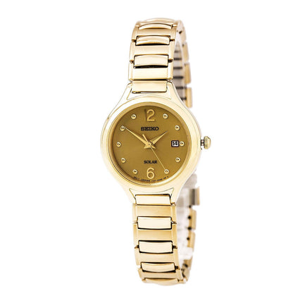 Seiko SUT180 Women's Core Solar Power Reserve Gold Dial Yellow Gold Steel Expansion Bracelet Watch ,