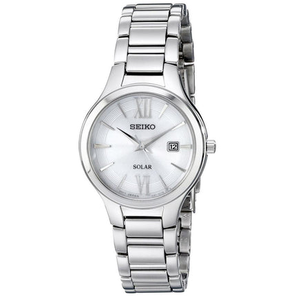Seiko SUT207 Women's Solar Core White Dial Steel Bracelet Quartz Watch ,