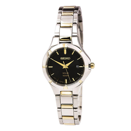 Seiko SUT316 Women's Core Solar Black Dial Two Tone Steel Power Reserve Watch ,