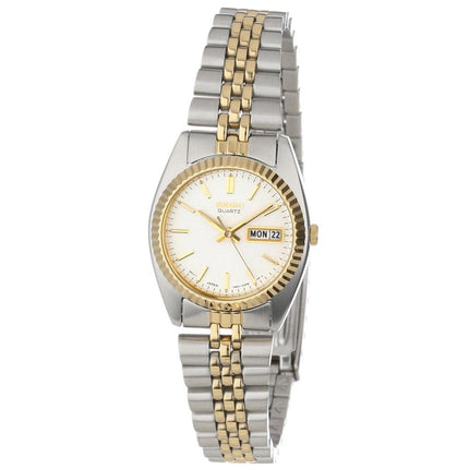 Seiko SWZ054 Women's Dress Two Tone White Dial Quartz Watch ,