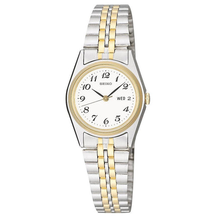 Seiko SWZ144 Women's Dress White Dial Two Tone Steel Bracelet Watch ,